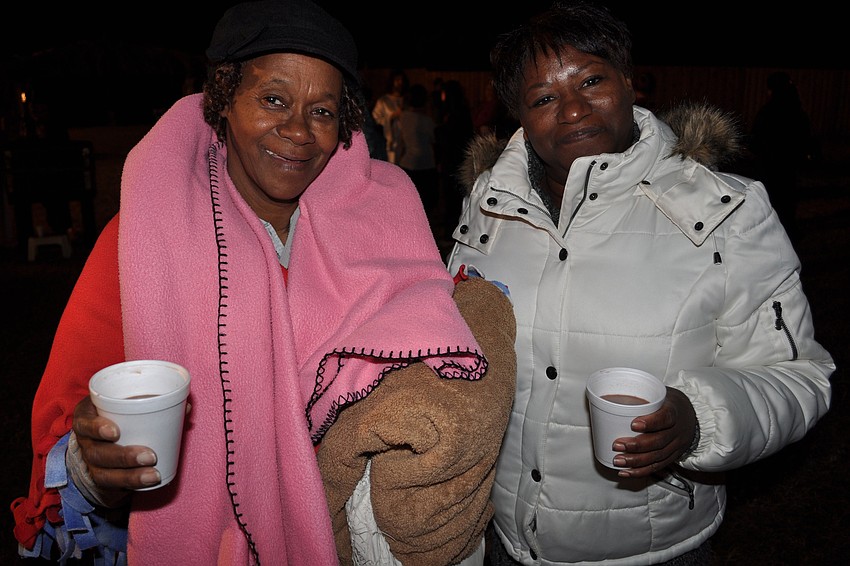 Alice Stanford and Ginger Ramsey were bundled up to stay warm.
