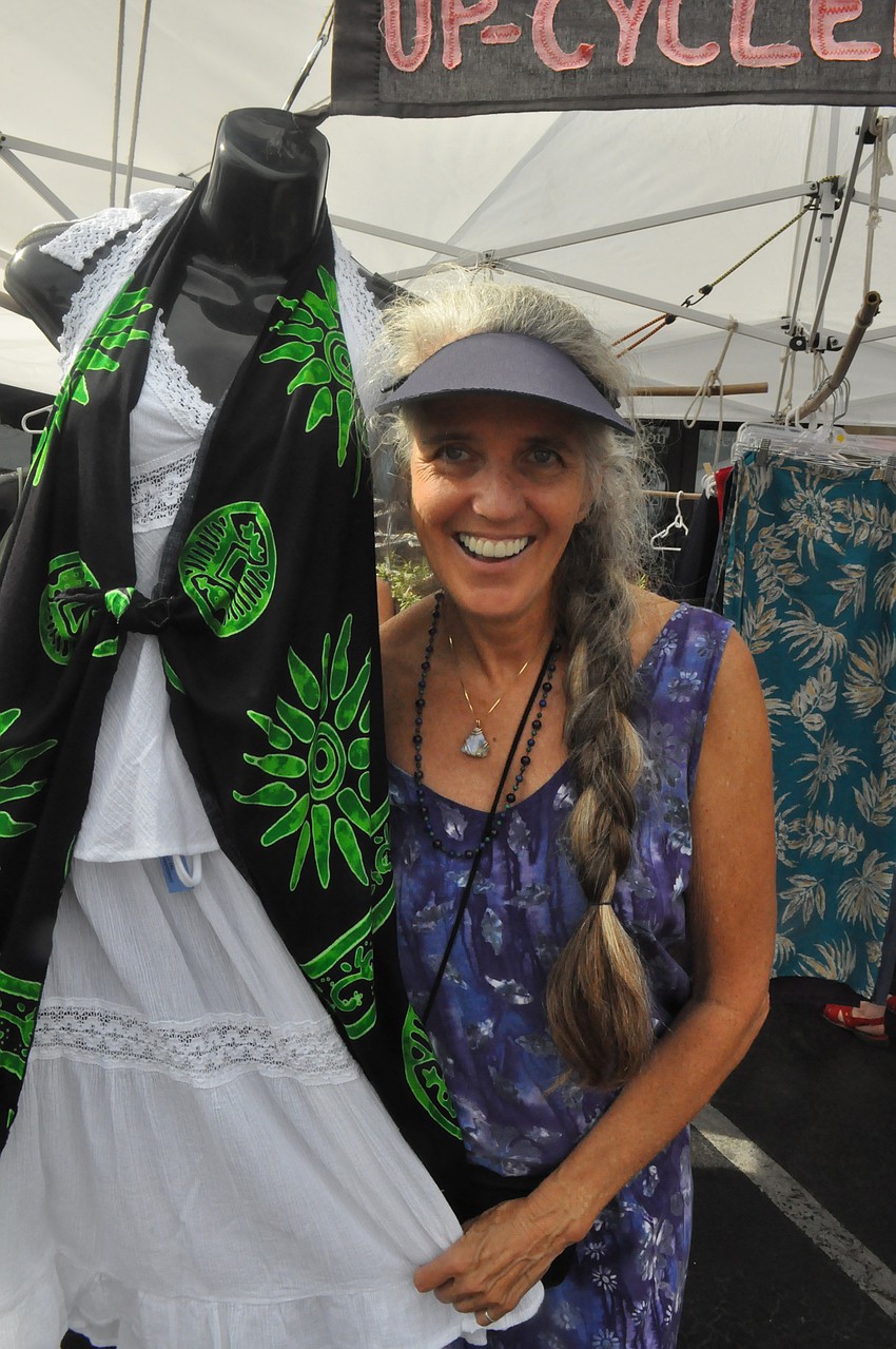 Jill Evans makes dresses and purses out of gently used fabrics.