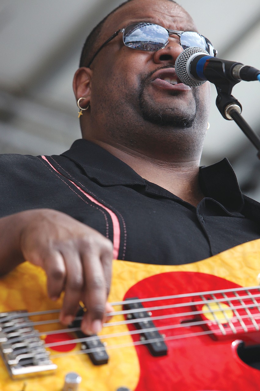 Tracy Arrington plays a five-string bass as part of Curtis Salgadoâ€™s band at the 22nd annual Sarasota Blues and Music Festival.