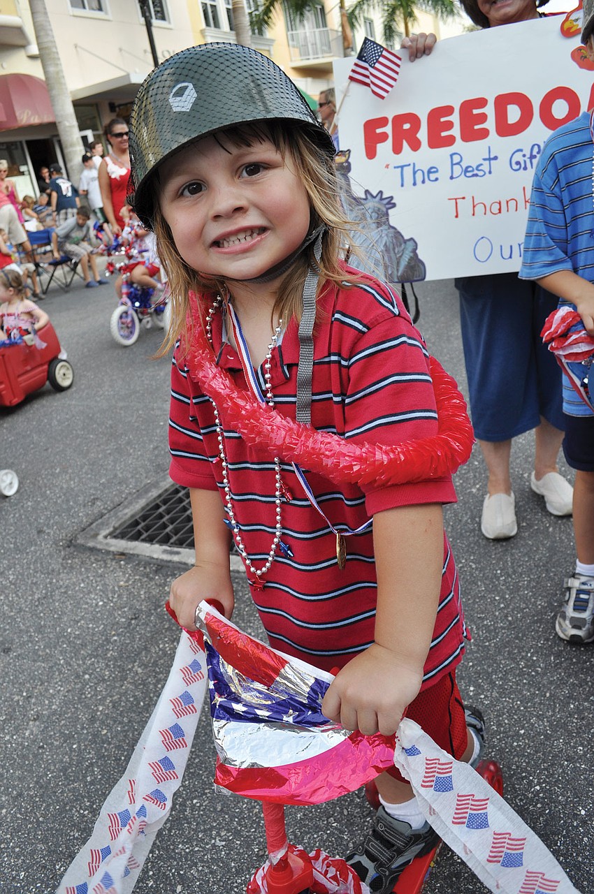 Trevor Dutting, 3, made sure his scooter looked patriotic, during the 