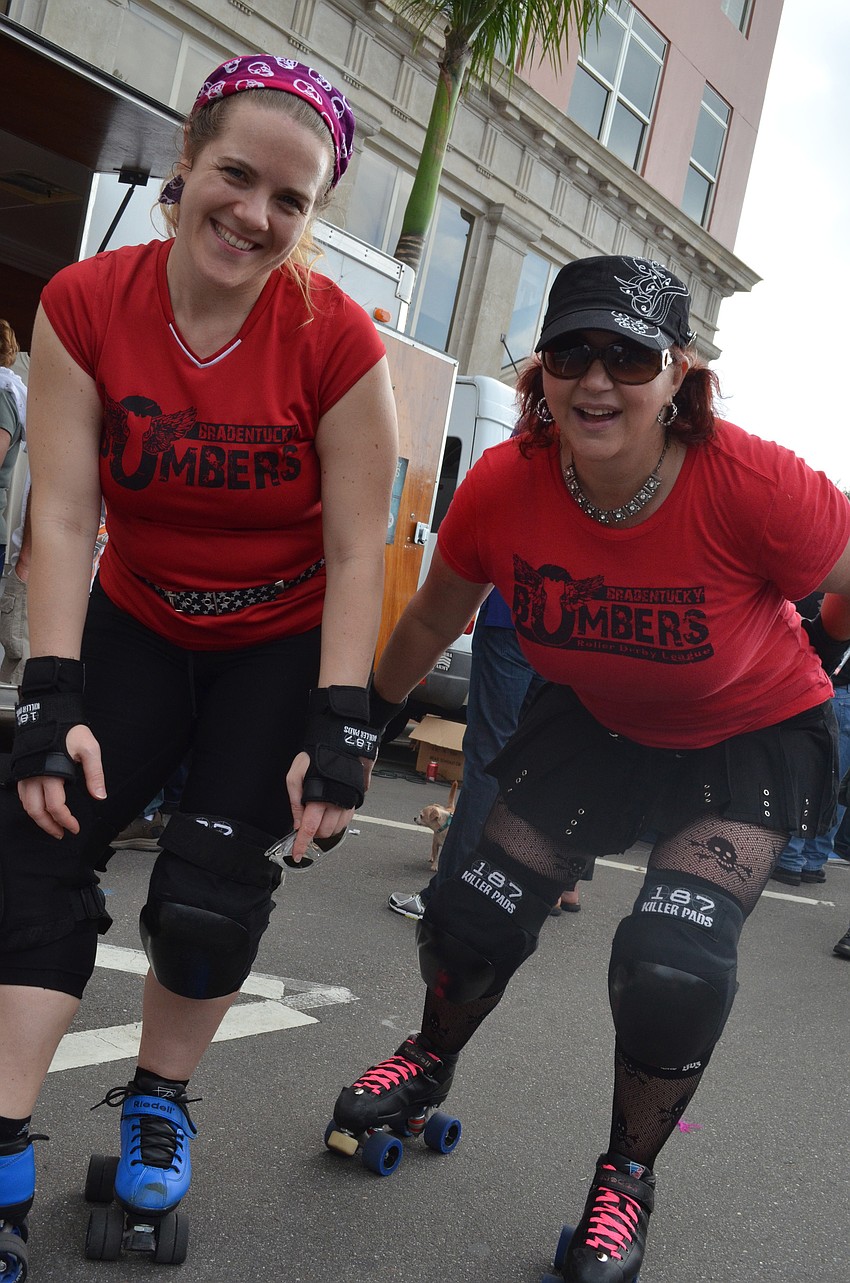 Roller Derbiers Christina Maccani and Chaille Stowe.