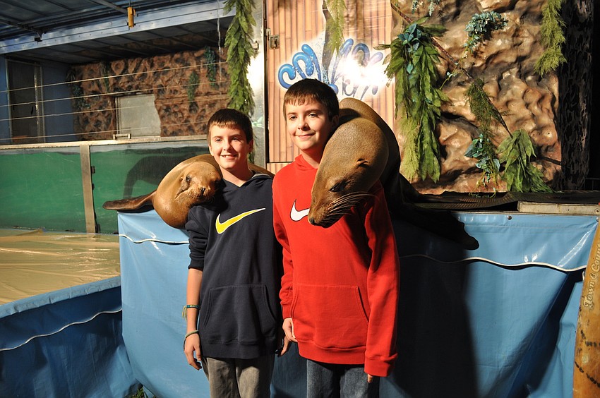 Dylan and Dakota McNally made sure to get their photo taken with the sea lions.