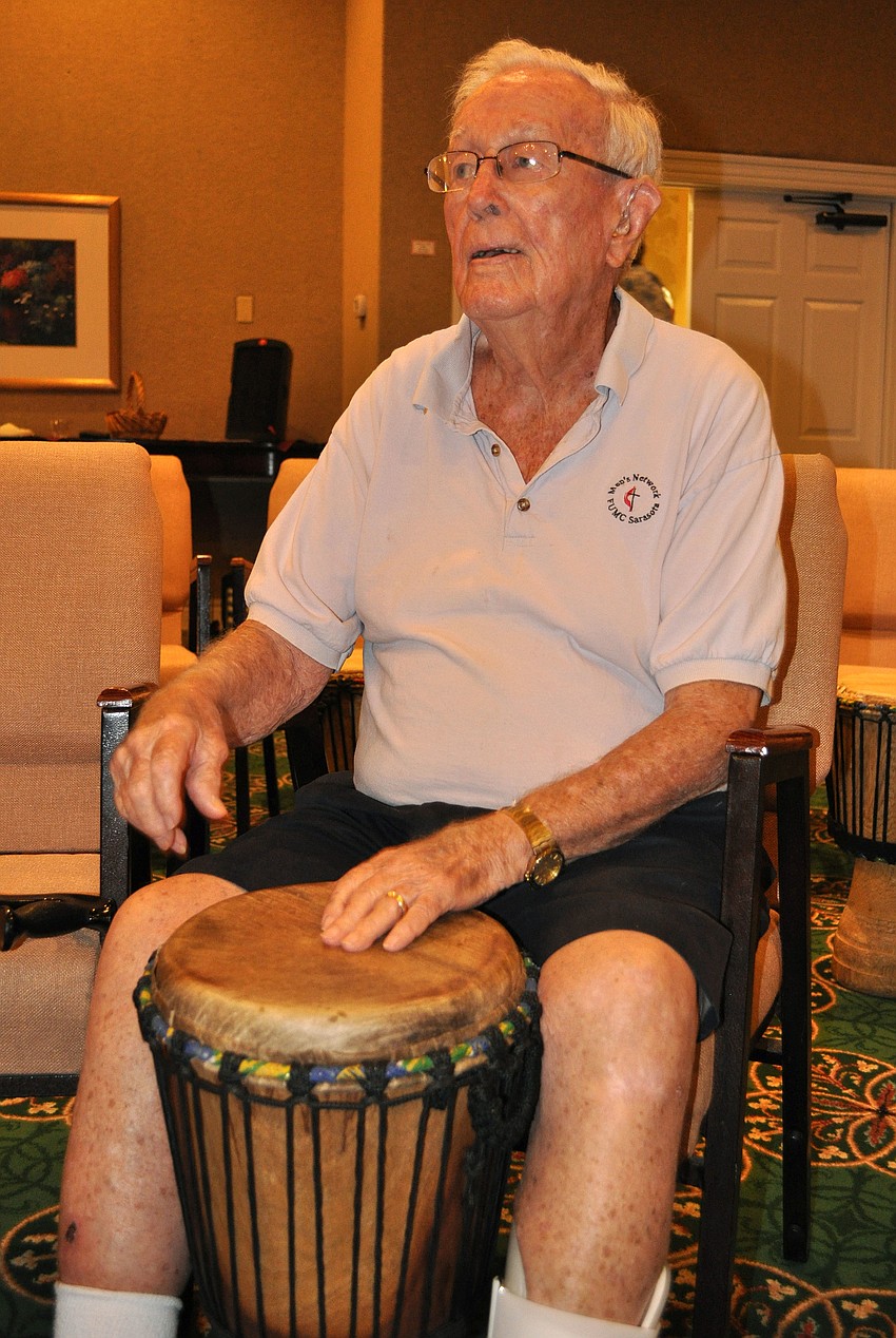 Ray Grills watches Jana Broder so as not to lose the beat Monday, Sept 24 at the Sarasota Bay Club.