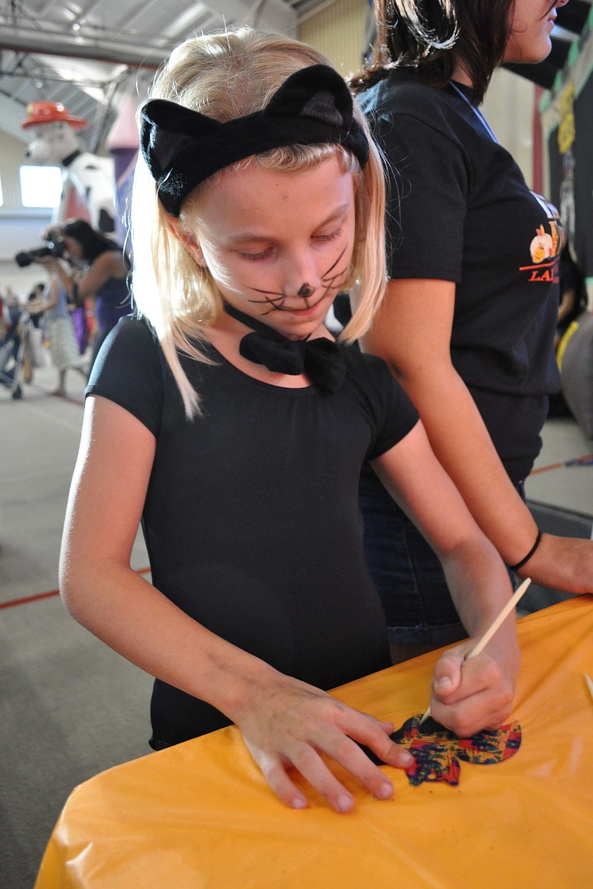 Emma Durrence, 6, made time for arts and crafts.