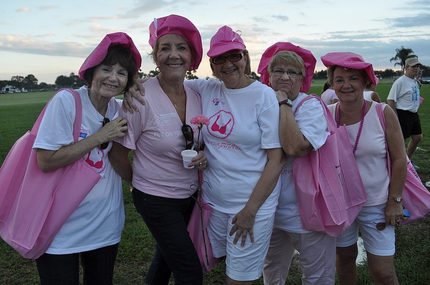 Bobbie Bordes, Evelyn Turner, Bonni Limbach, Dot Horton and Karen Dwyer walked on the Bossom Buddies Too Team.