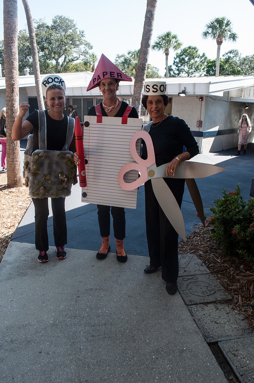 Tanna Horner, Wendy Pearre and Vicki Hosmer created rock, paper, scissor costumes.