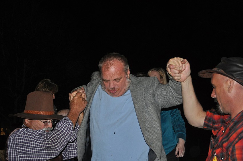 Paul Spieker got a lift out of the hayride.