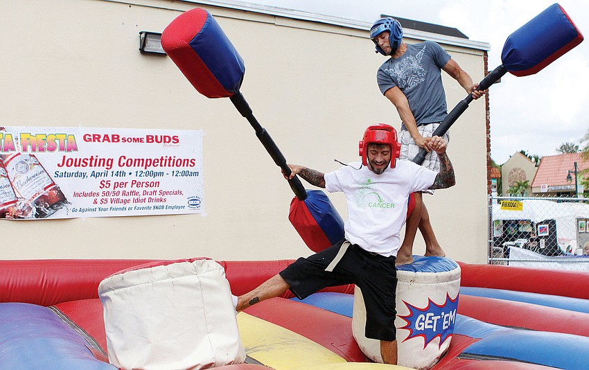 The Siesta Key Oyster Bar hosted the Siesta Gladiator Charity Challenge April 14, to raise funds for a local man who was diagnosed with Hodgkin's Lymphoma. Douglas Jennings, chef at SKOB, couldnâ€™t out-duel Evan Fernandez.