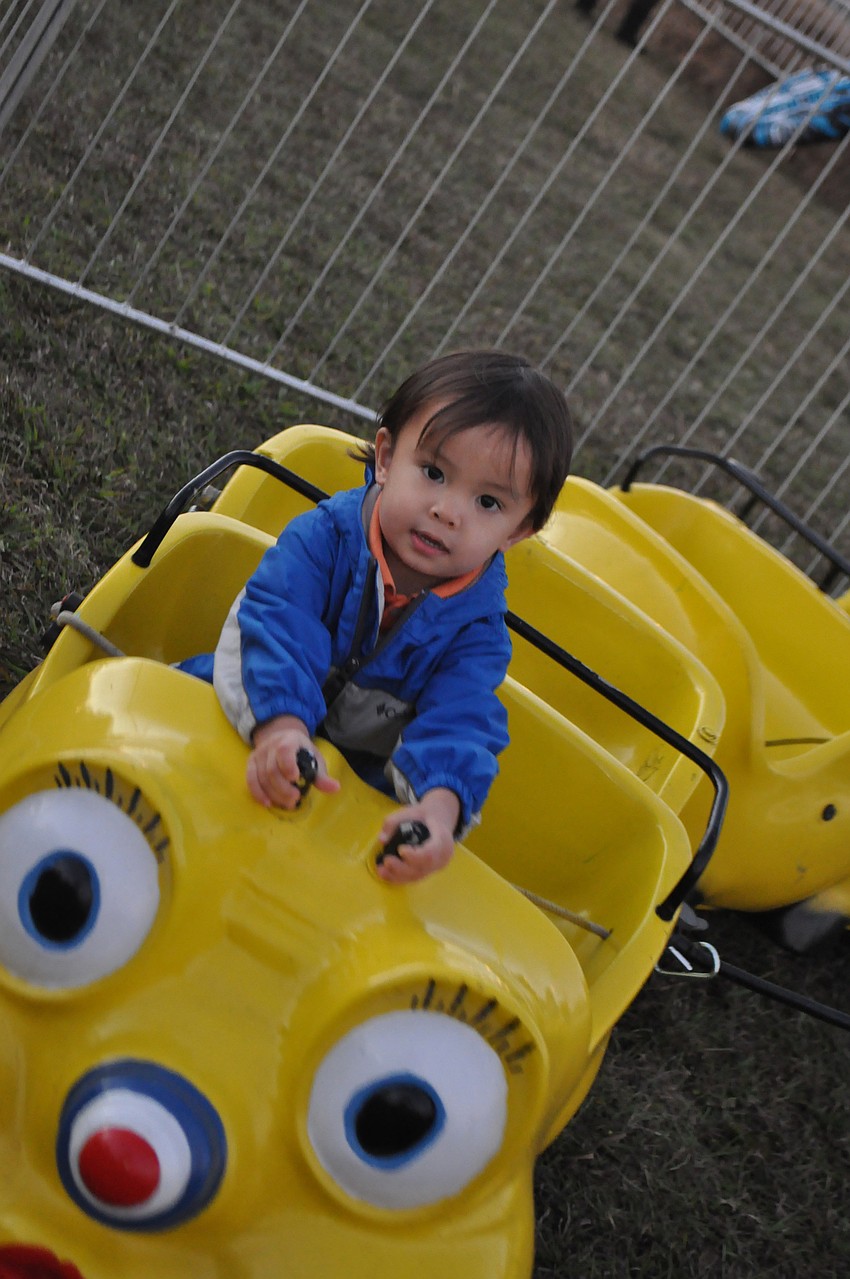 Jason Garner, 2, takes a ride.