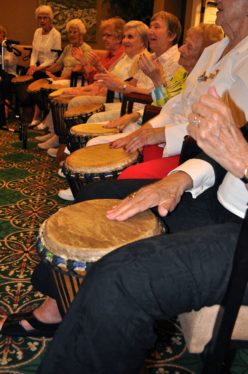 There were 35 people that participated in the drum circle activity at the Sarasota Bay Club Monday, Sept. 24. The drum circle was led by Jana Broder of Drum Magic.