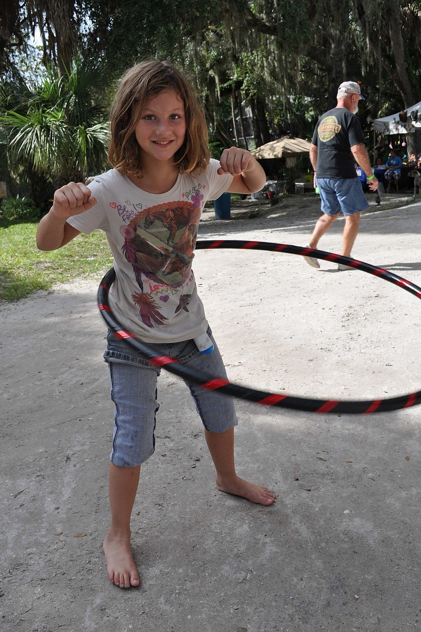 Calusa Meade, 10, tested her skills with the hula hoop.