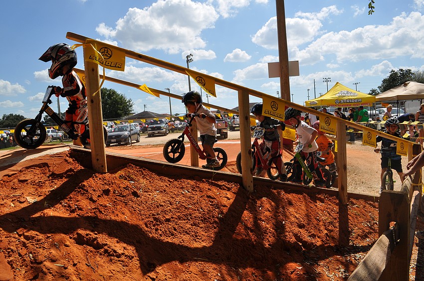 Racers line up before dropping into the course.