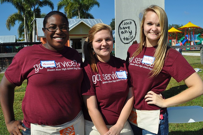 Braden River High Key Club members Kaymeran Smith, Caylyn Malone and Ashley Otto helped with the games.
