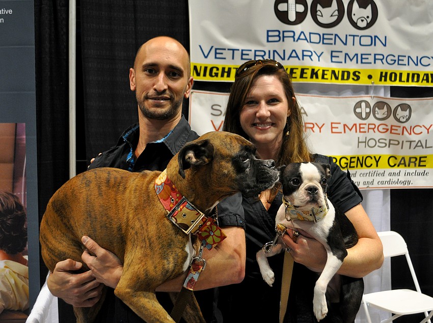 Joey Lamberti and Ashley Kanzler with dogs Reese and Haley