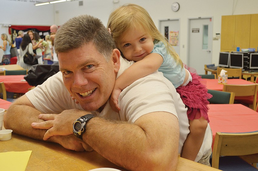 Steve Campion with his daughter, Khloe attended first day of kindergarten, Aug. 20 at Southside Elementary School.