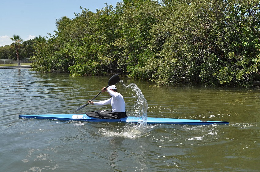 Peter Sibinkic, a Longboat fitness instructor and a former Olympic rower, won the Longboat Key Cahllenge May 20 at Bayfront Park Recreation Center with a time of 29 minutes and 6 seconds.