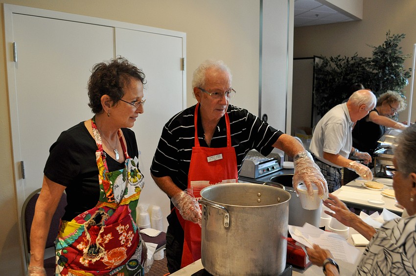 Rona and Hy Polakoff serve up cabbage soup.