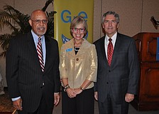 Ambassador James Joseph, Roxie Jerde, president and CEO, and Phil Delaney, board chair