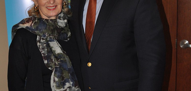 Anne Virag with guest speaker David Harris