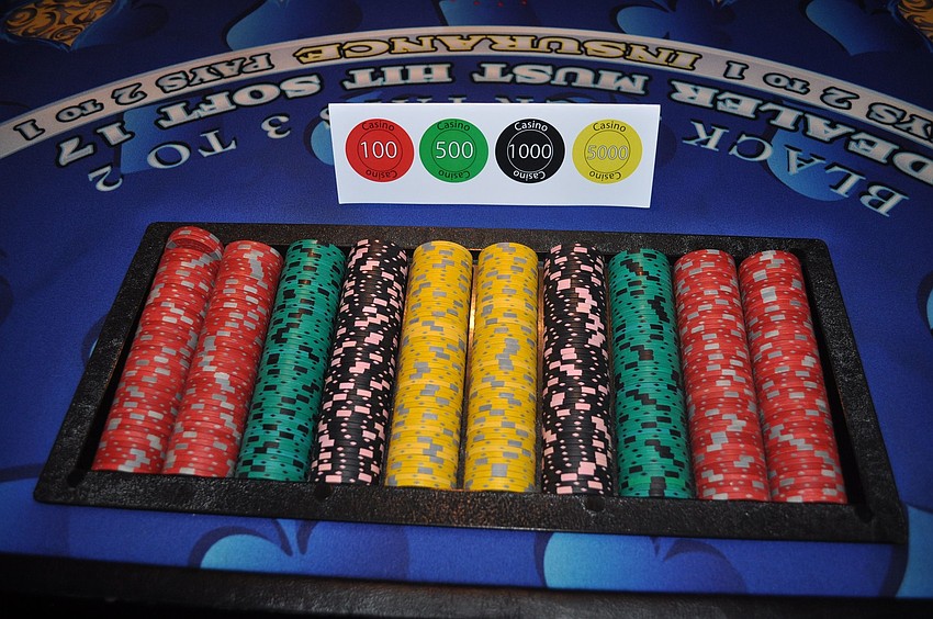 Chips that were to be used during the gambling portion of the evening.