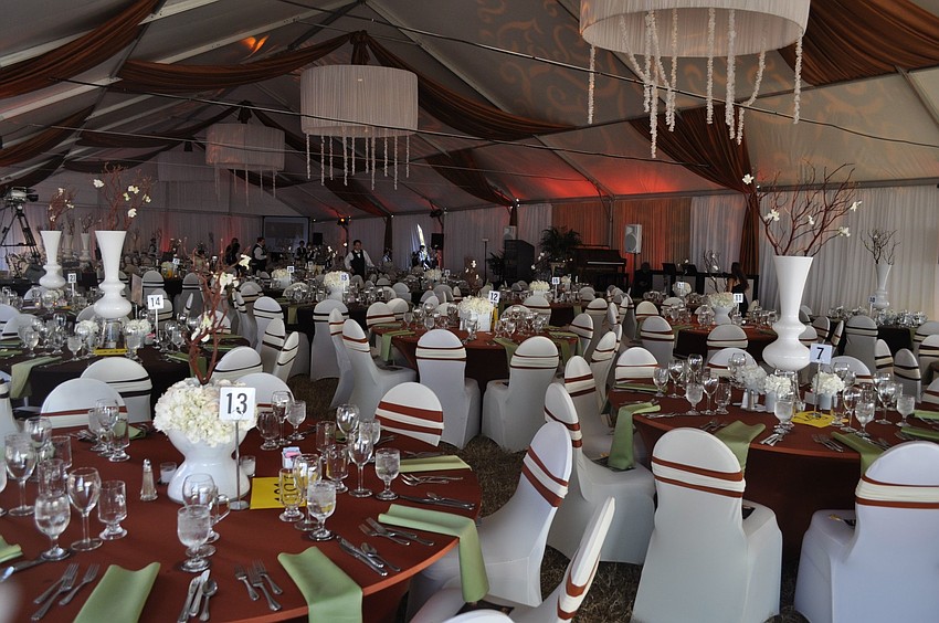 The dining area was underneath a tent on the back lawn of the Van Wezel.