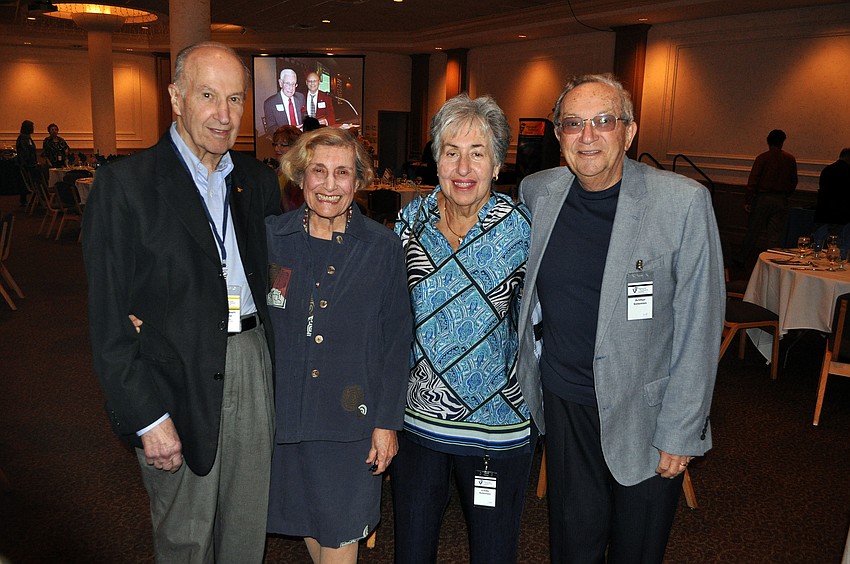 Dr. Robert Brent and chairwoman Lillian Brent with Linda and Arthur Solomon