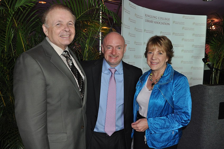 Dr. Larry and Pat Thompson with guest speaker captain Mark Kelly