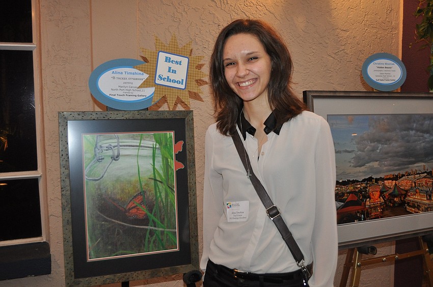 Alina Timshina with her piece, that from Russian translates into â€œIn the Depths of Despairâ€.