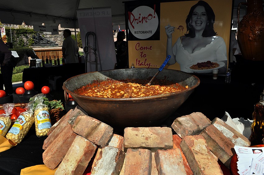 Primoâ€™s had their orecchiette cooking over hot stones at their tent.