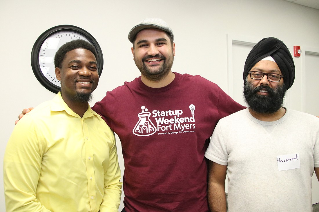 From left to right, Ken Beauvais, a regional sales manager for Comcast Business; Sebastian Alexandru Froehlinger-Weiss, a visual designer with Design Studio; and Harpreet Singh Ahluwalia, an enterprise marketing management solutio