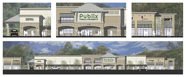 A rendering of a new Publix planned for north Manatee County in the Gateway Commons of Manatee development.Â