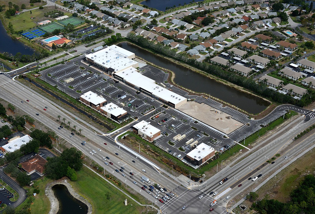 An aerial view of the Daniels Marketplace development in Fort Myers, where the first Home Centric store in Florida will be opening.