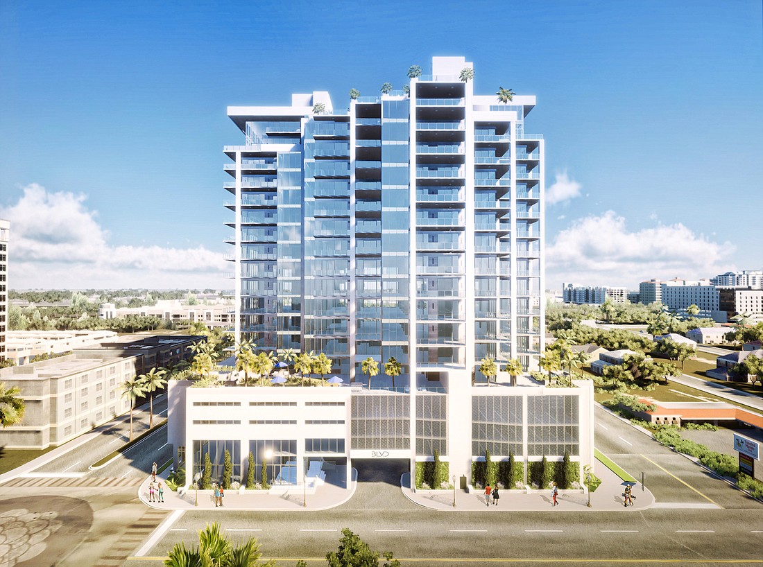 COURTESY RENDERING -- The 18-story BLVD condo tower in Sarasota will feature a new restaurant by Sean Murphy