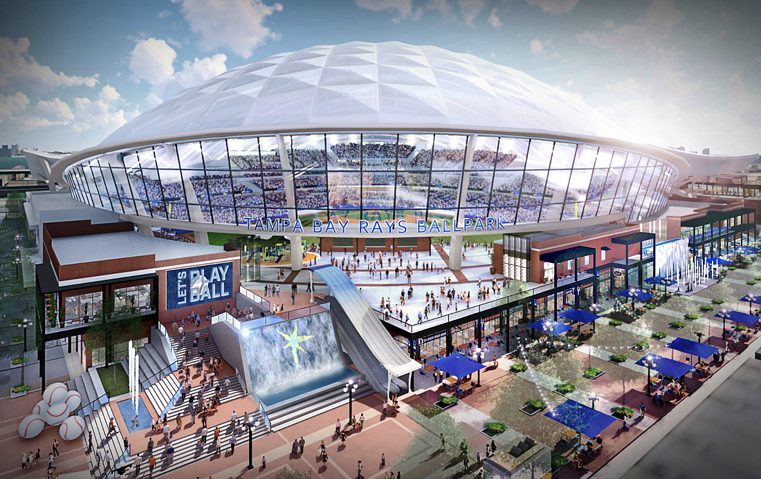 A rendering of the Tampa Bay Rays&#39; proposed new ballpark in Ybor City. Courtesy photo.
