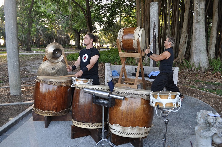 Julius Mendoza and Ron Collins of Tampa Taiko perform in the Japan region.