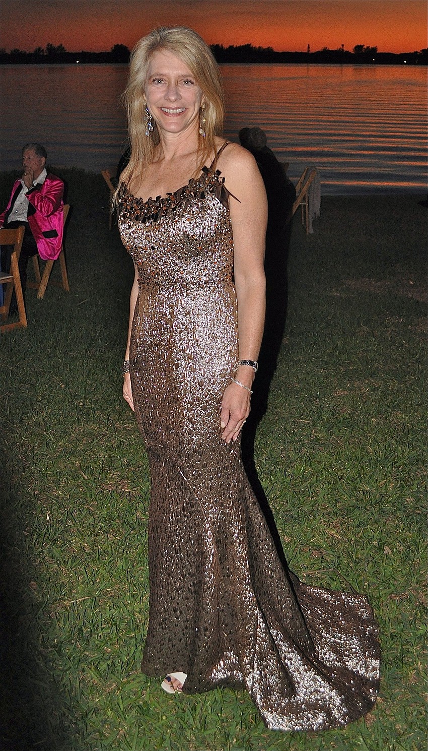 Lisa Merrill in a Carolina Herrera dress