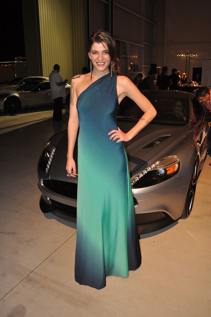 Annelise Adams in a dress by Alice Bee