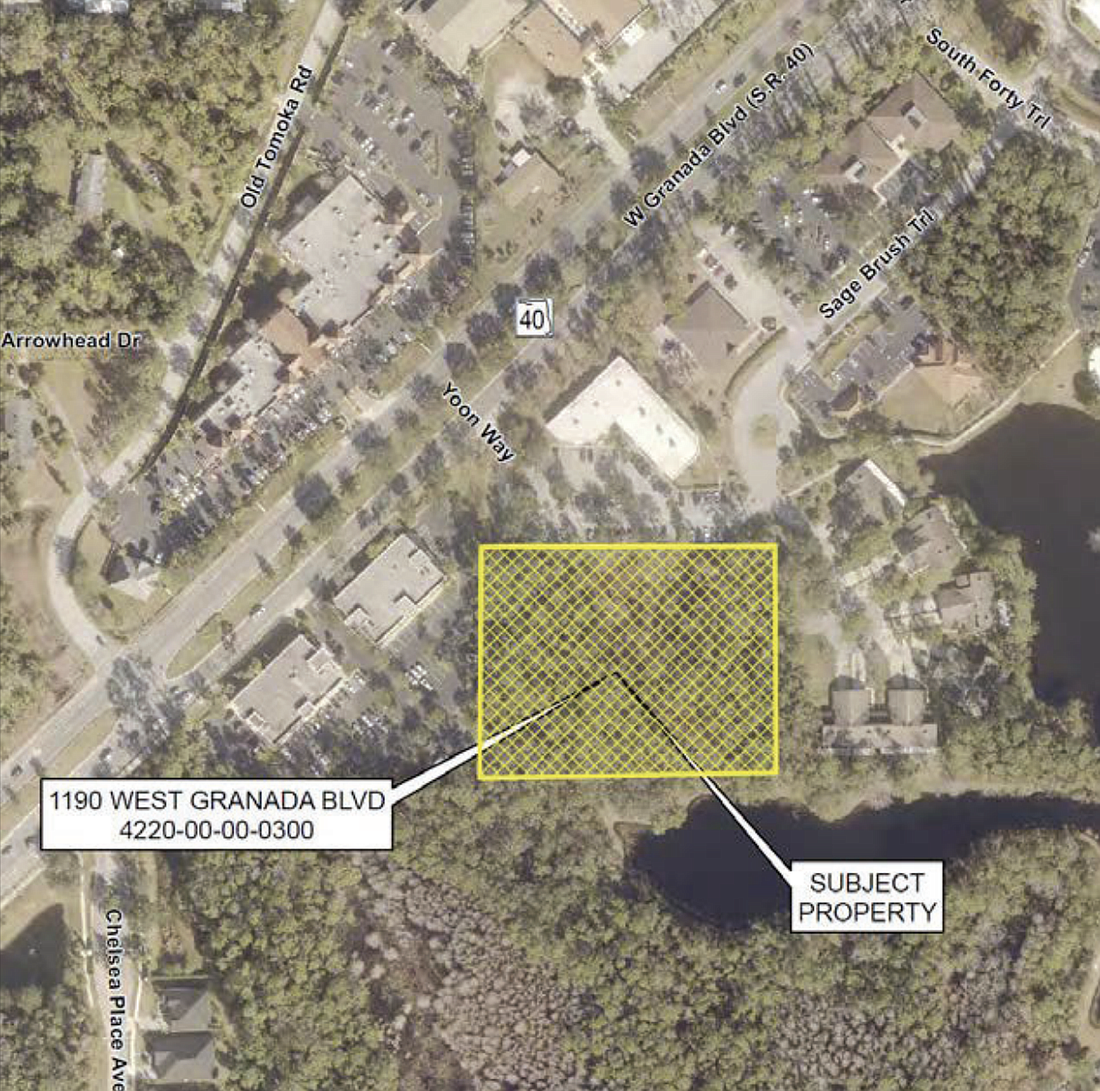 An aerial exhibit showing the 2.81-acre parcel at 1190 W. Granada Blvd. Courtesy of the city of Ormond Beach