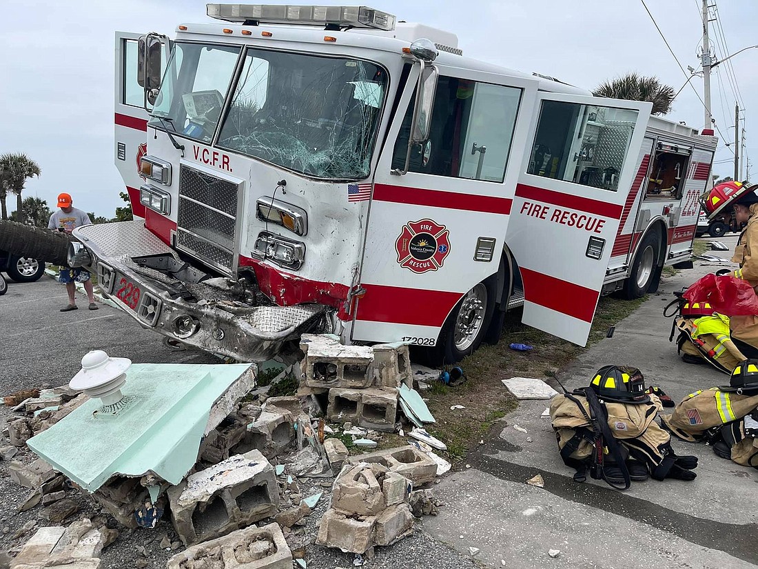 The head-on collision on Ocean Shore Boulevard on Monday, March 29, resulted in four people injured. Photo courtesy of Volusia EMS Union