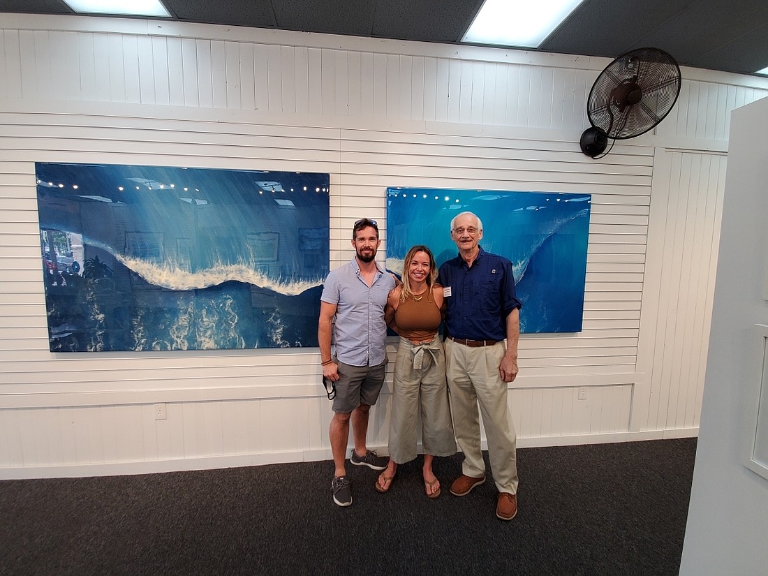 Chris Hay, Jessica Dadiomoff and Ocean Art Gallery owner Frank Gromling. Courtesy photo