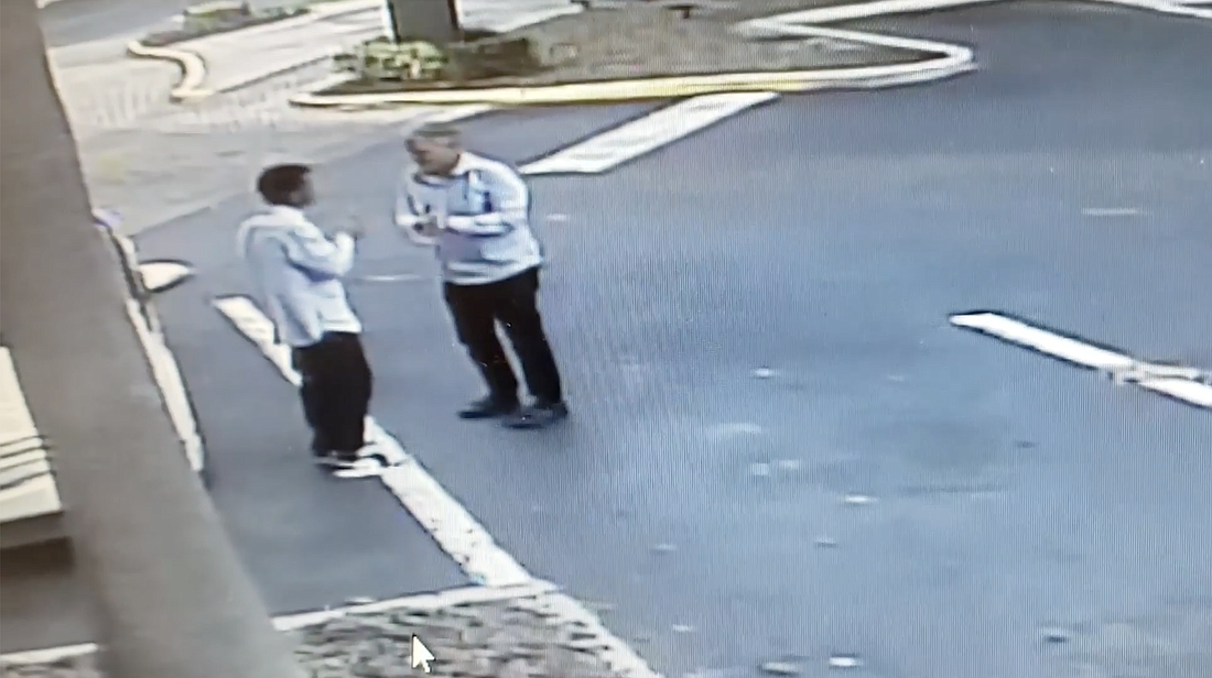 Volusia Sheriff's deputies are searching for the man on the left, seen speaking with an Uber driver, in a recent scam incident. Courtesy of VSO