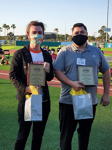 Brian Levine (left) of Citrus Grove Elementary and Shane Story (right) of David C. Hinson Sr. Middle School, FUTURES First Year Teacher award recipients. Courtesy photo