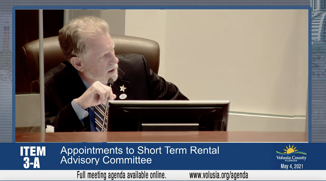County Councilman Ben Johnson made a motion to eliminate the new short-term rental advisory committee in favor of making a final decision on the county's ordinance. Courtesy of Volusia County Government