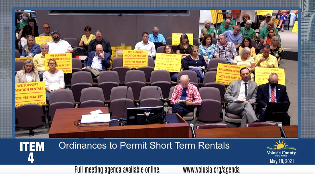 Both opponents and supporters of short-term rentals in unincorporated Volusia County attended the council meeting on Tuesday, May 18, to make their voices heard. Courtesy of Volusia County Government