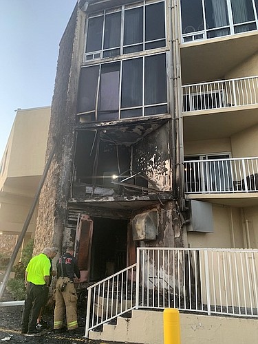 A fire damaged two hotel rooms at Ocean East Resort Club on Memorial Day. Courtesy of the city of Ormond Beach