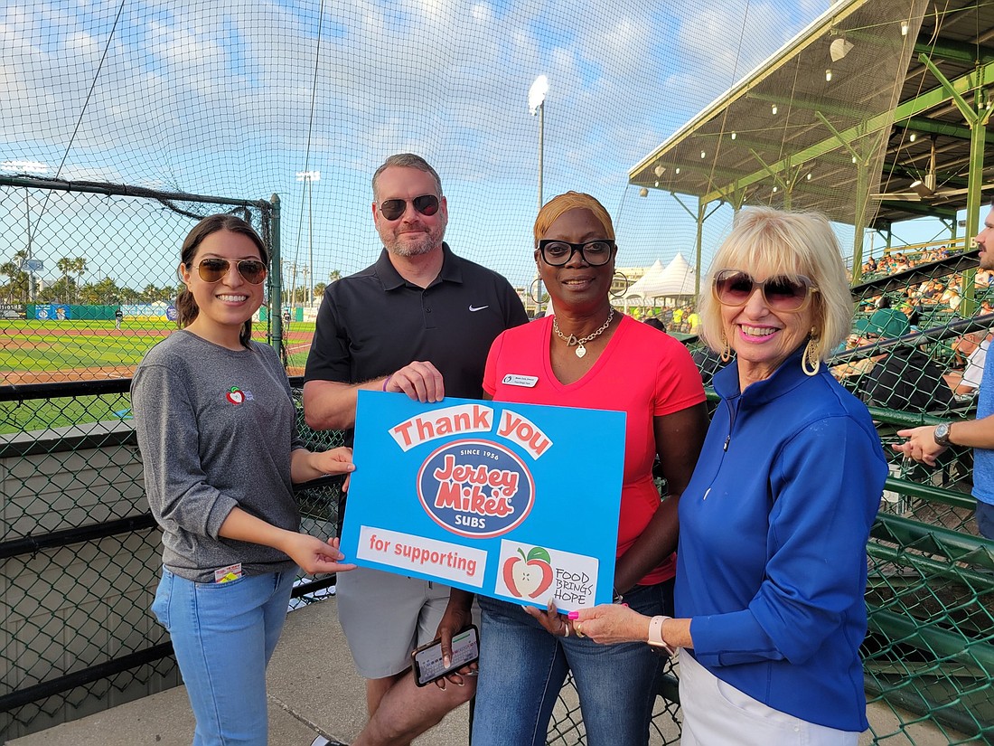 Sofia Rivas, VCAN assistant director; Drew Maider, Jersey Mike's Subs franchise owner; Mamie Oatis, FBH community grant and operations director; and Judi Winch, FBH Executive Director. Courtesy photo