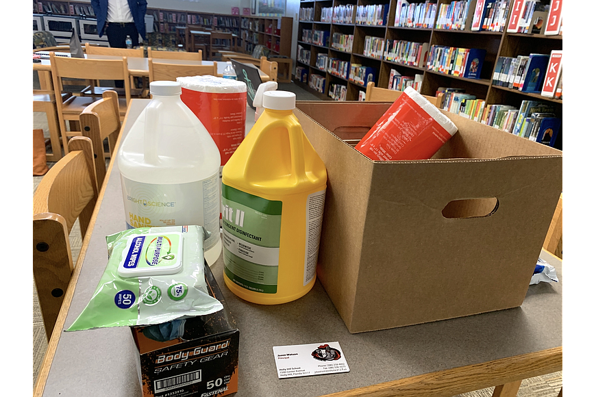 At the beginning of the 2020 school year, teachers were given a box of personal protective equipment, including sanitizer and masks. File photo by Brian McMillan