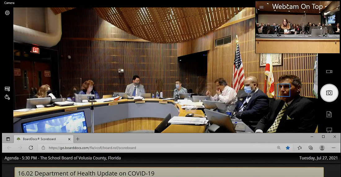 Screenshot of the Volusia County School Board's July 27 meeting.