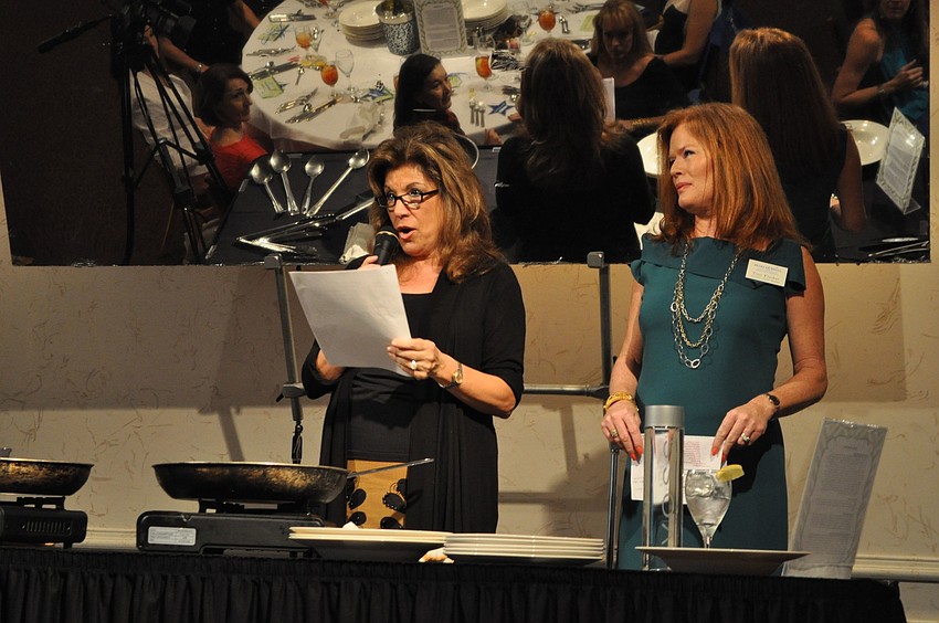 Denise Mei and Terri Klauber speak to the sold-out crowd.