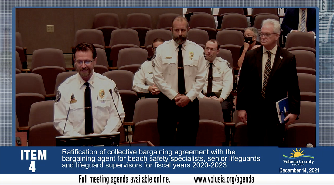 Volusia County Beach Safety Director Andy Ethridge speaks before the County Council on Tuesday, Dec. 14. Screenshot courtesy of Volusia County Government